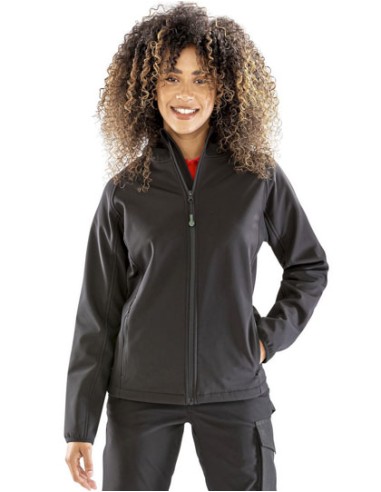 RES-R911F-Womens Recycled 3-Layer Printable Hooded Softshell Jacket